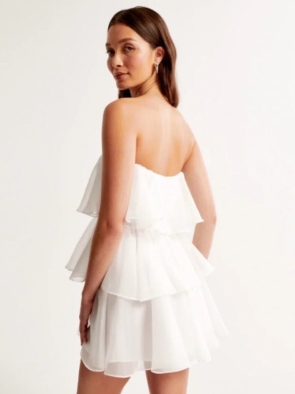 Abecrombie & Fitch Organza Tiered Strapless Mini Dress - Picture 8 of 9